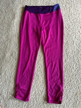 Danskin Fuchsia Leggings with Purple Striped Waistband